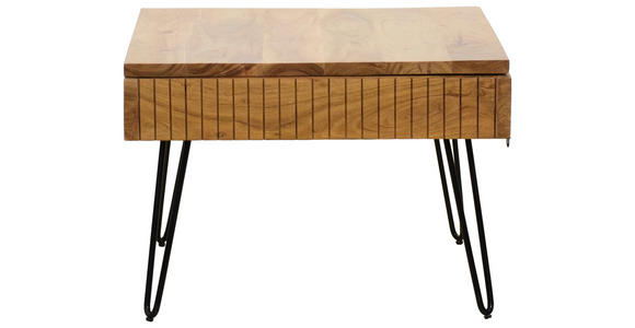 COUCHTISCH Akazie vollmassiv 70/70/45 cm quadratisch Schwarz, Akaziefarben  - Schwarz/Akaziefarben, Design, Holz/Metall (70/70/45cm) - Carryhome