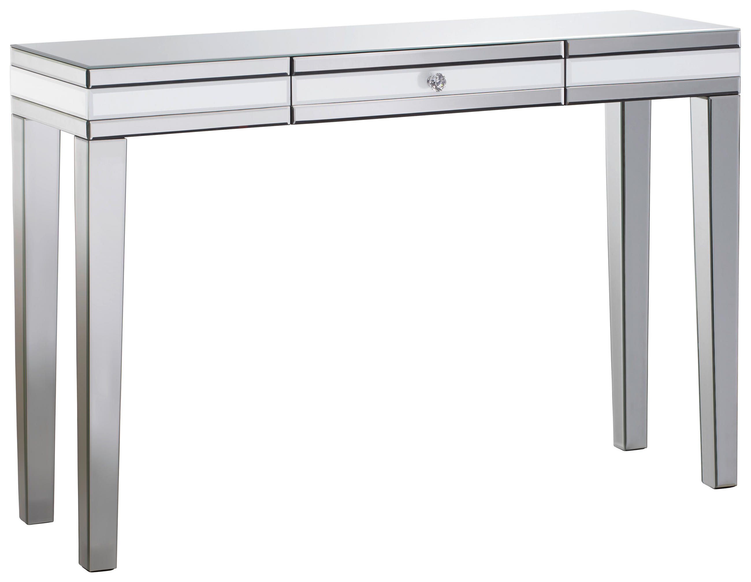 KONZOLNI STO 120/80/35,5 cm  srebrna  - srebrna, Dizajnerski, staklo/pločasti materijal (120/80/35,5cm) - Hom`in