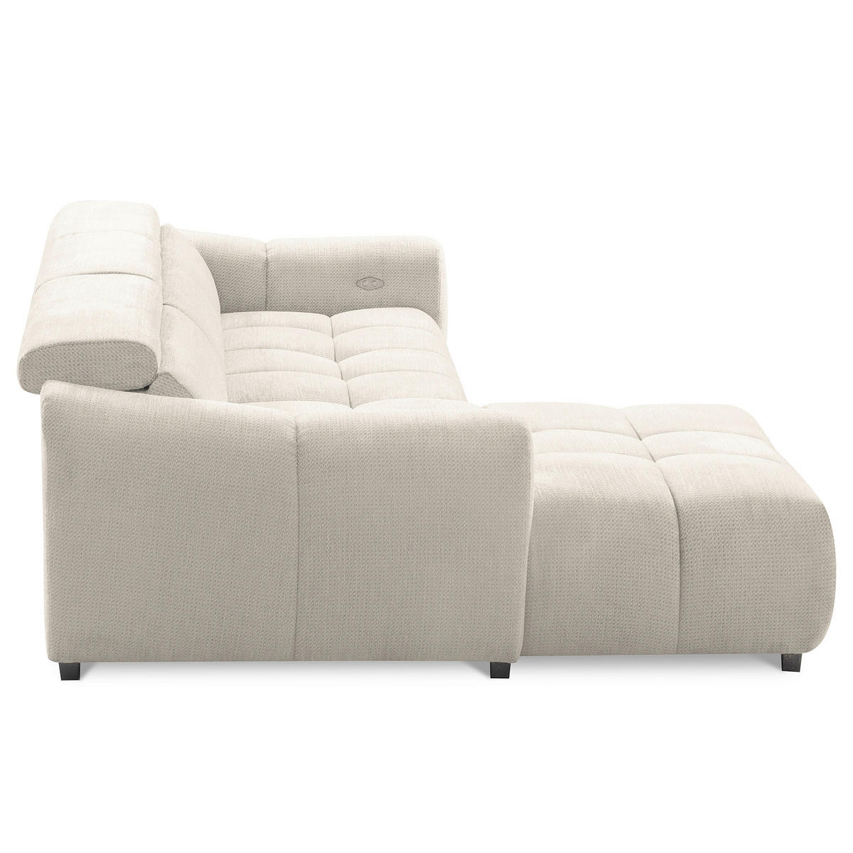 ECKSOFA  Webstoff Weiss  - Weiss/Schwarz, Design, Kunststoff/Textil (177/274cm) - Livetastic