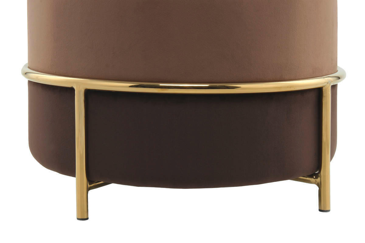 HOCKER in Metall, Textil, Holzwerkstoff Braun, Goldfarben  - Goldfarben/Braun, Basics, Holzwerkstoff/Textil (48,5/46/48,5cm) - Kayoom