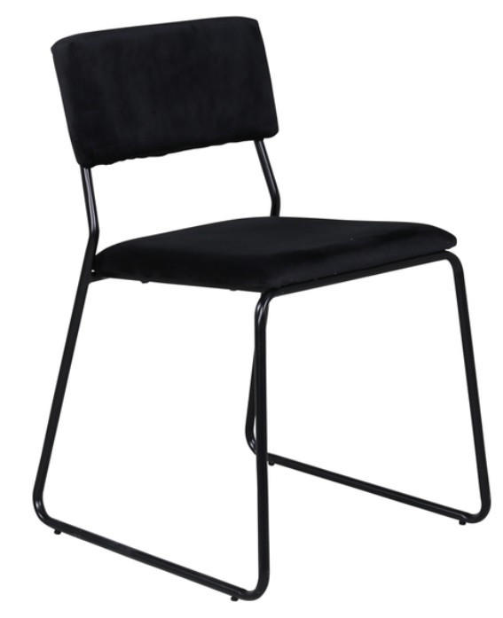 STUHL-SET 2 Stück  in Velours  - Schwarz, Design, Textil/Metall (40/76/52cm) - Livetastic