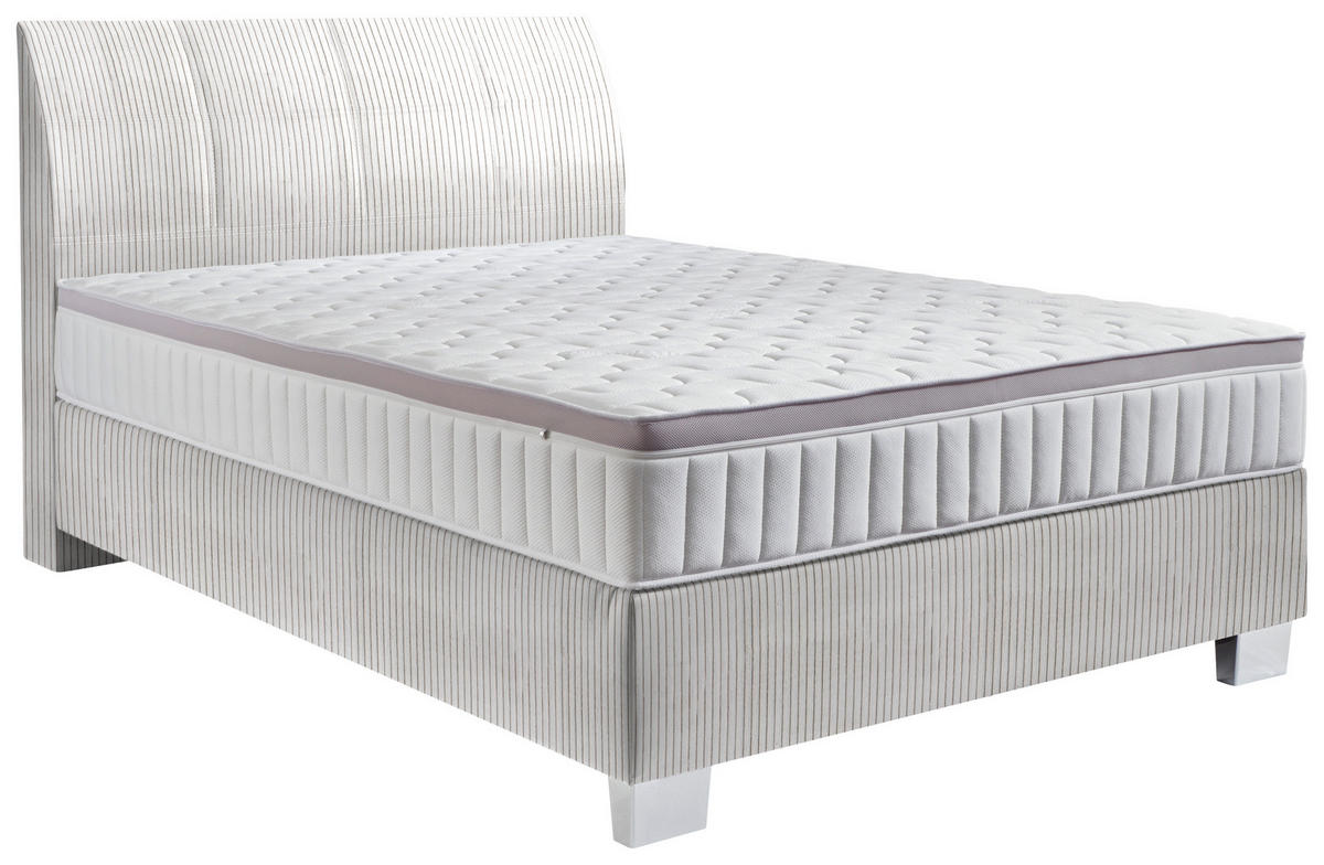 BOXSPRINGBETT 140/200 cm  in Hellgrau  - Chromfarben/Hellgrau, Konventionell, Kunststoff/Textil (140/200cm) - Hom`in