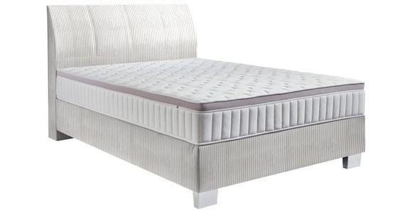 BOXSPRINGBETT 140/200 cm  in Hellgrau  - Chromfarben/Hellgrau, KONVENTIONELL, Kunststoff/Textil (140/200cm) - Hom`in