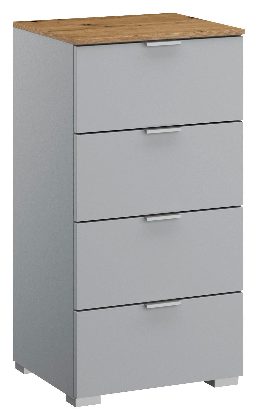 KOMMODE 40/81/42 cm Grau, Eichefarben  - Eichefarben/Alufarben, Trend, Holzwerkstoff/Kunststoff (40/81/42cm) - Stylife