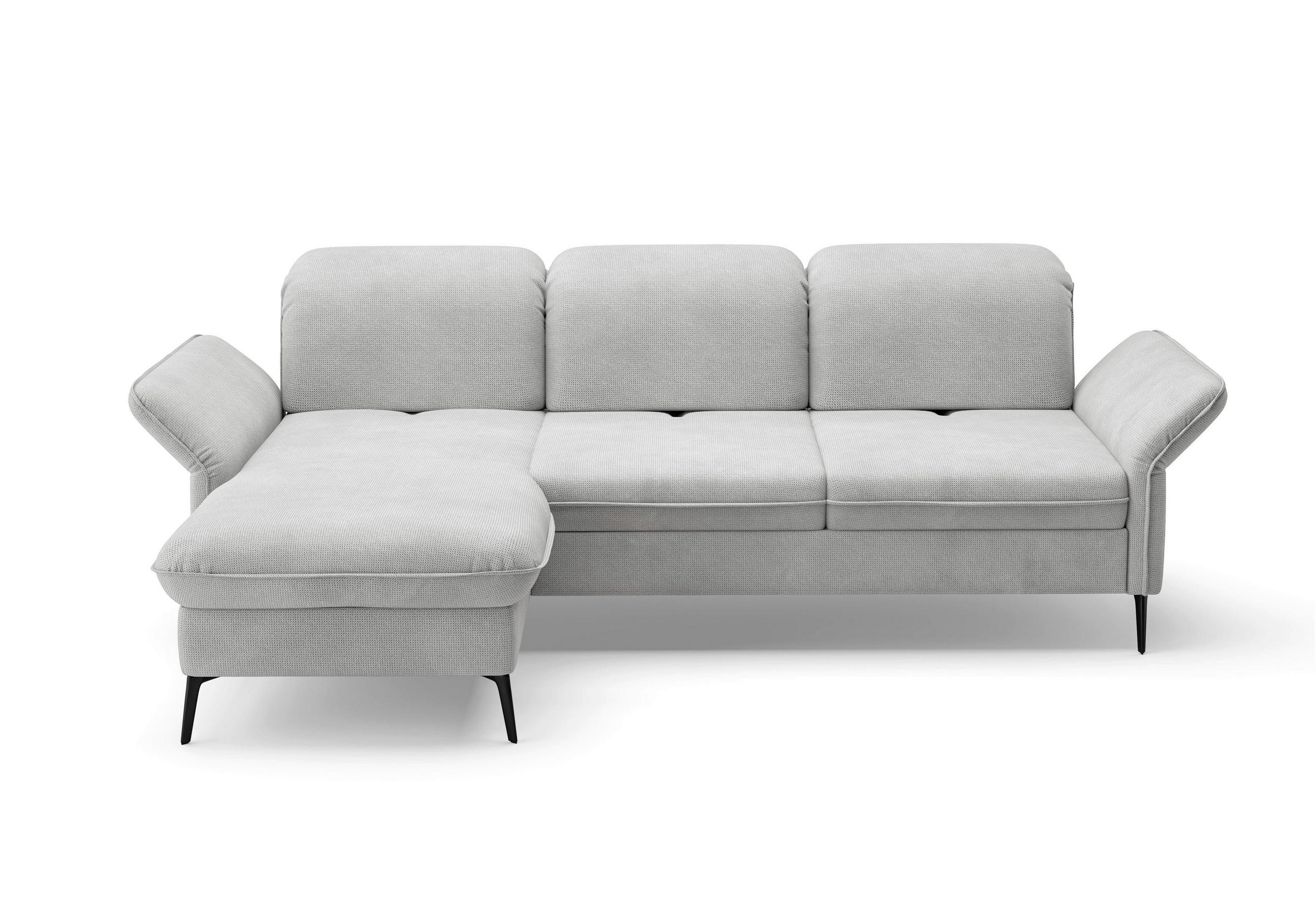 ECKSOFA in Flachgewebe Silberfarben  - Silberfarben/Schwarz, Konventionell, Textil/Metall (198/264cm) - Sit & More