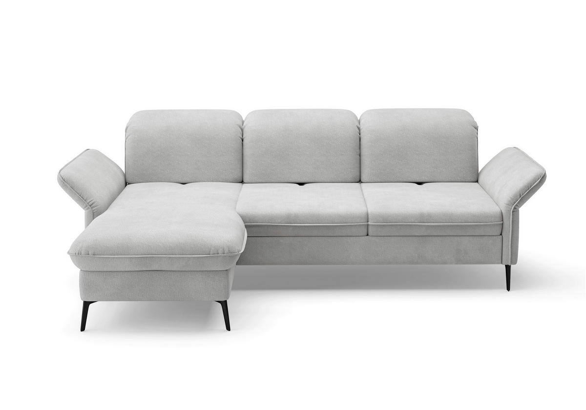 ECKSOFA in Flachgewebe Silberfarben  - Silberfarben/Schwarz, Konventionell, Textil/Metall (198/264cm) - Sit & More