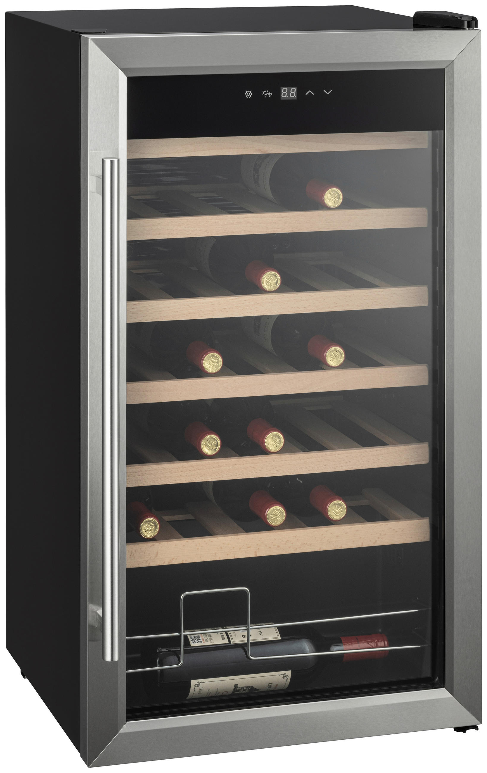 WEINKÜHLSCHRANK  - Edelstahlfarben/Schwarz, Basics, Glas/Holz (47,7/47.6/84.2cm) - Atrigo