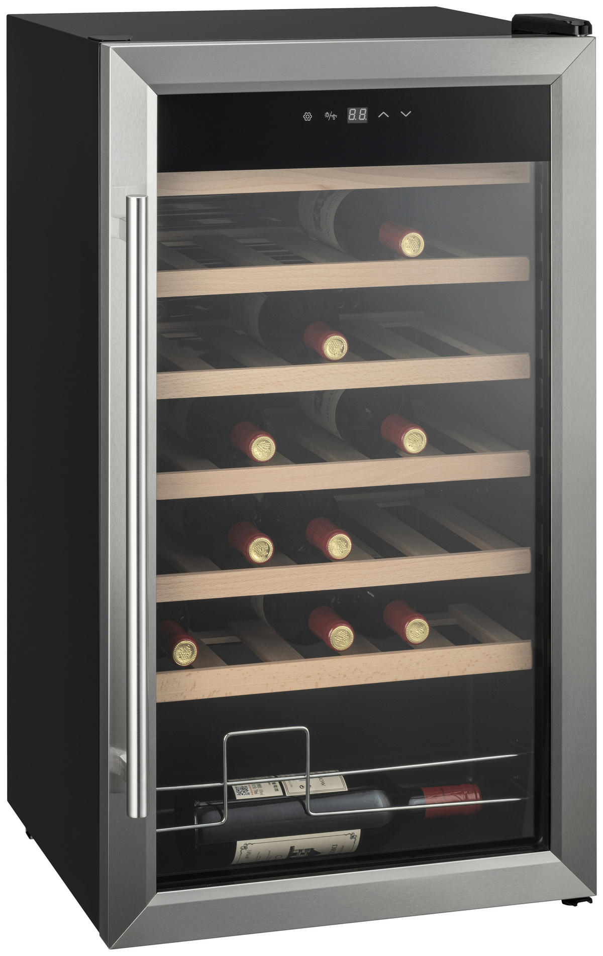 WEINKÜHLSCHRANK  - Edelstahlfarben/Schwarz, Basics, Glas/Holz (47,7/47.6/84.2cm) - Atrigo