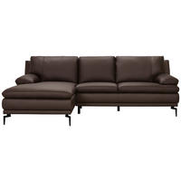 ECKSOFA Braun Echtleder  - Schwarz/Braun, Design, Leder (158/248cm) - MID.YOU