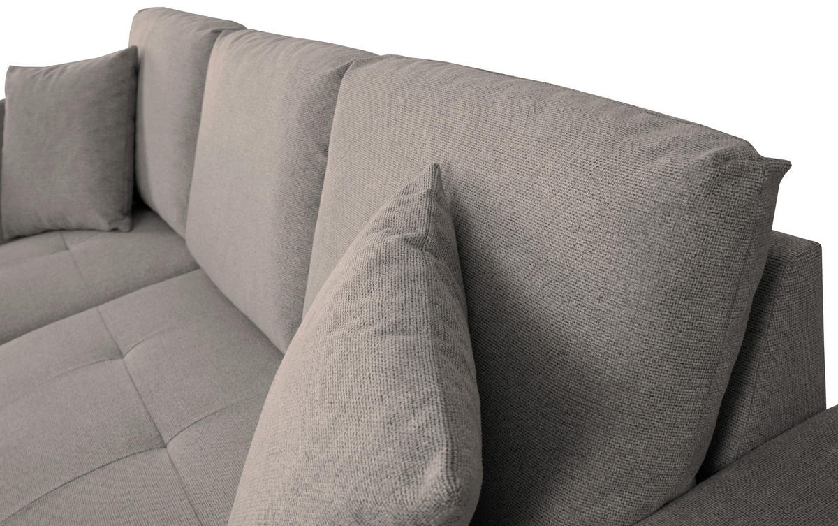 ECKSOFA LUKAS Graubraun Struktur Zierkissen, Bettkasten  - Graubraun, Trend, Textil (158/239cm) - P & B