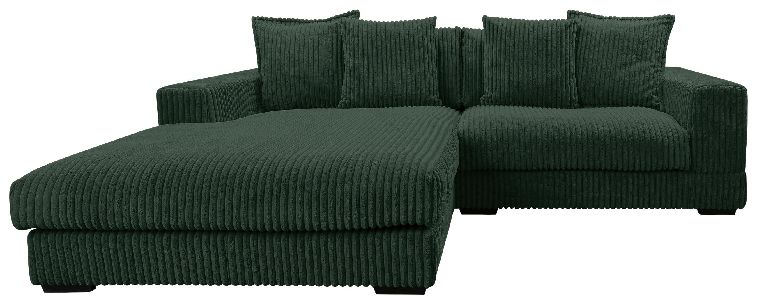 ECKSOFA Dunkelgrün Cord  - Dunkelgrün/Schwarz, Design, Kunststoff/Textil (195/285cm) - MID.YOU
