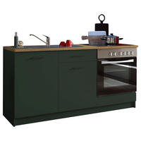 KÜCHENLEERBLOCK 160 cm   in Grün, Eichefarben  - Eichefarben/Schwarz, KONVENTIONELL, Holzwerkstoff/Kunststoff (160cm) - Carryhome