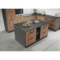 KÜCHENINSEL   Graphitfarben, Eiche Wotan  - Schieferfarben/Eiche Wotan, Basics, Holzwerkstoff/Metall (153/86/101cm) - Held