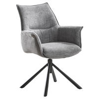 STOL MED ARMSTÖD stål flatväv, chenille  - grå/svart, Design, metall/textil (67/87/65cm) - MID.YOU