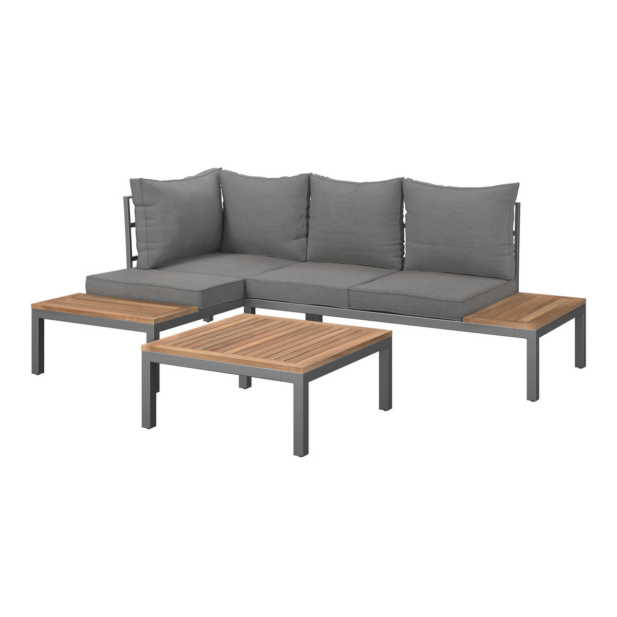 LOUNGEGARNITUR  138/207 cm  Akazie vollmassiv Stahl  - Braun/Grau, MODERN, Holz/Metall (138/207cm) - Ambia Garden