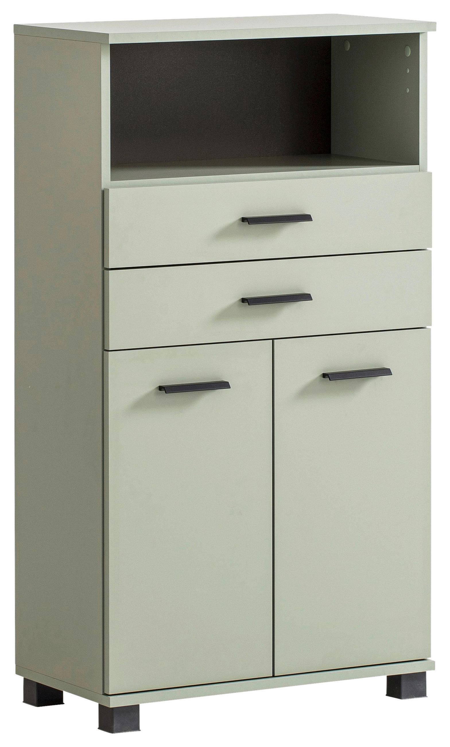 MIDISCHRANK 60/110,5/32,6 cm  - Schwarz/Hellgrün, KONVENTIONELL, Holzwerkstoff/Kunststoff (60/110,5/32,6cm) - Stylife