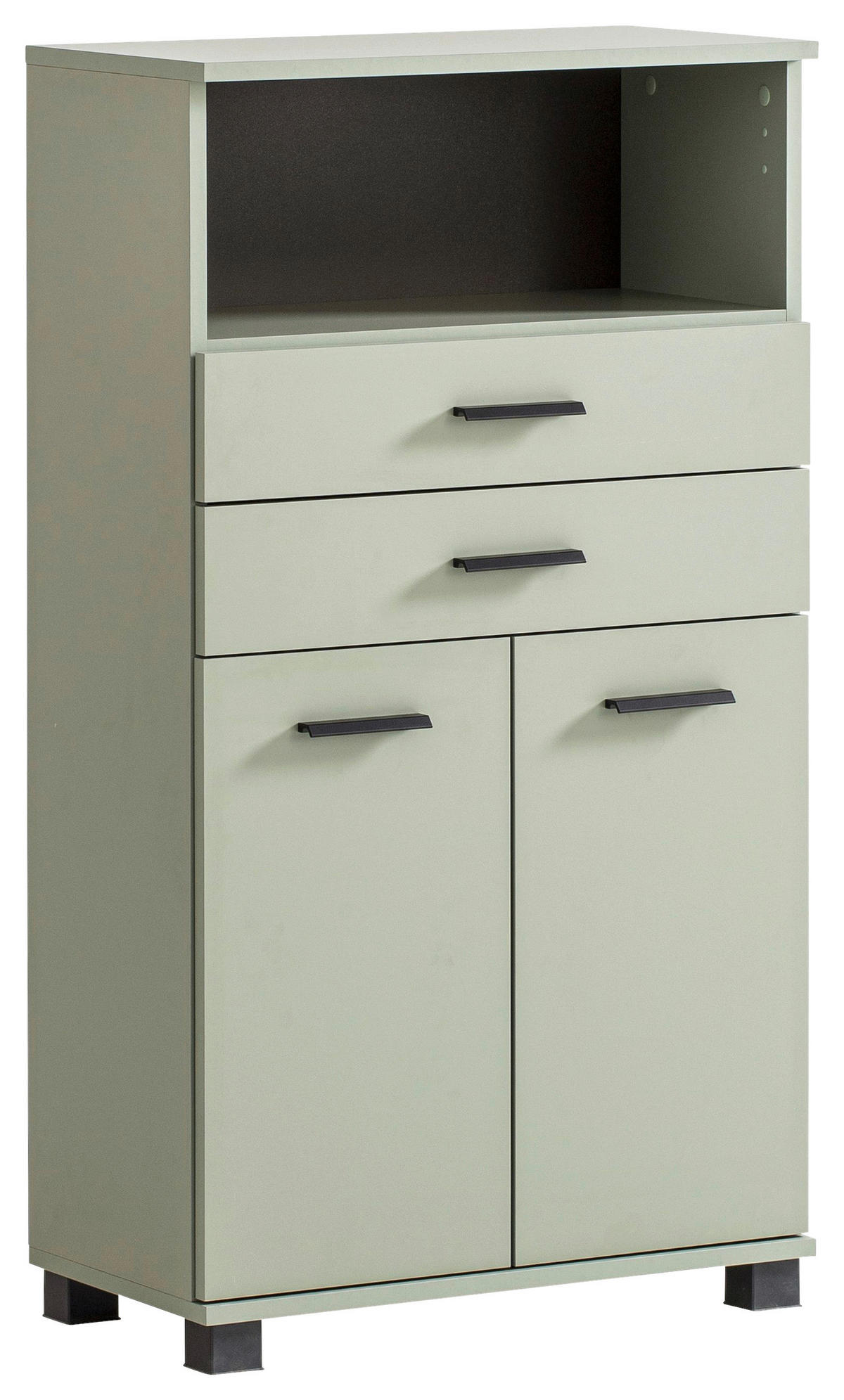 MIDISCHRANK 60/110,5/32,6 cm  - Schwarz/Hellgrün, KONVENTIONELL, Holzwerkstoff/Kunststoff (60/110,5/32,6cm) - Stylife