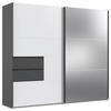 SCHWEBETÜRENSCHRANK 2-türig Graphitfarben, Weiß  - Schwarz/Graphitfarben, MODERN, Holzwerkstoff/Metall (250/216/65cm) - Stylife