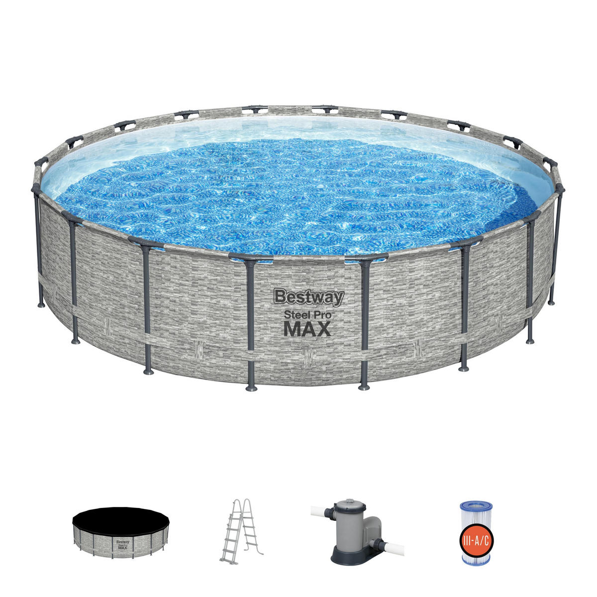 BAZÉN 549/122 cm - modrá/sivá, Basics, kov/plast (549/122cm) - Bestway