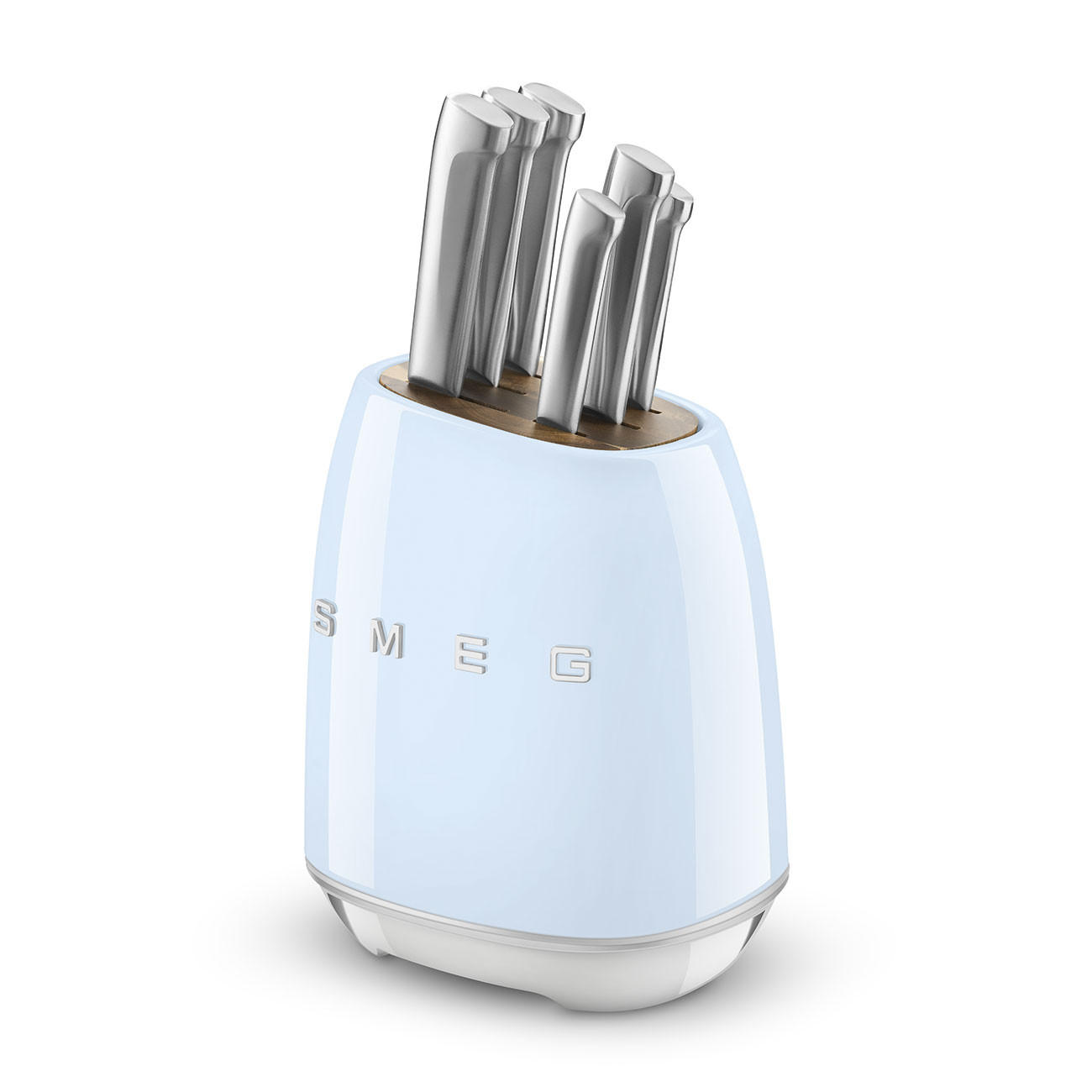MESSERBLOCK 6-teilig  - Pastellblau, Basics, Holz/Kunststoff (13,5/23,2/19cm) - SMEG