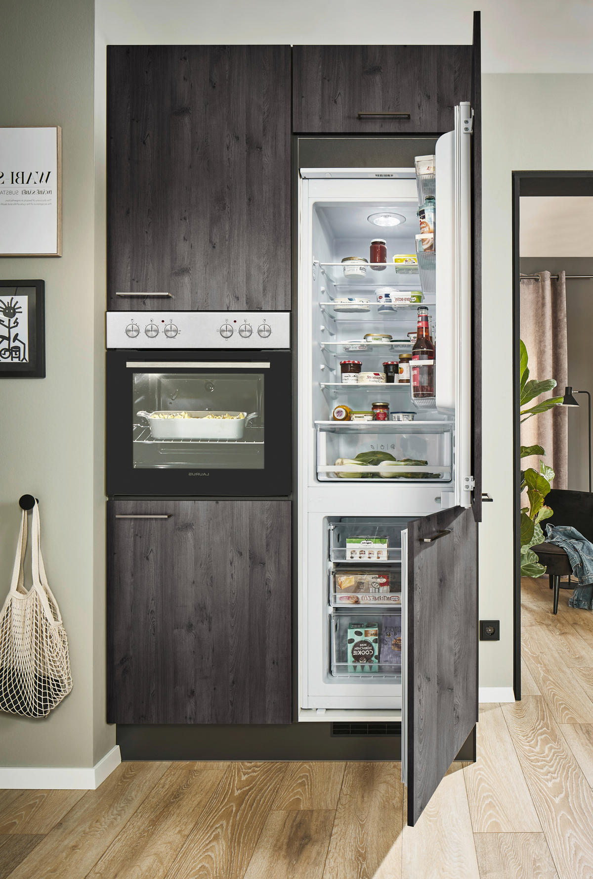 ECKKÜCHE 220/120 cm  in Graphitfarben, Schwarz, Lavagrau  - Lavagrau/Schwarz, Design, Holzwerkstoff/Metall (220/120cm) - Xora