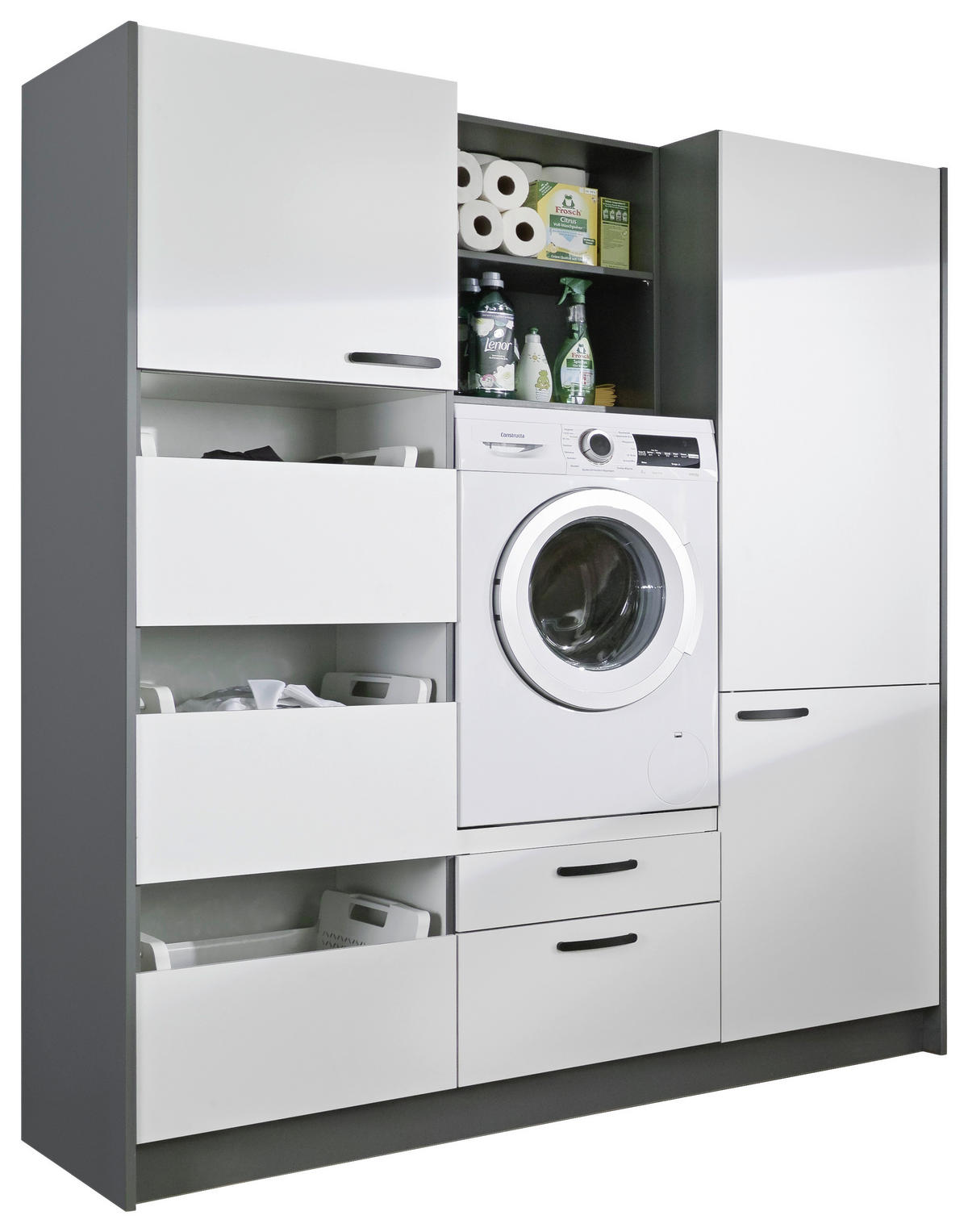 HAUSWIRTSCHAFTSRAUM - Anthrazit/Weiß, Basics (185cm) - Welnova