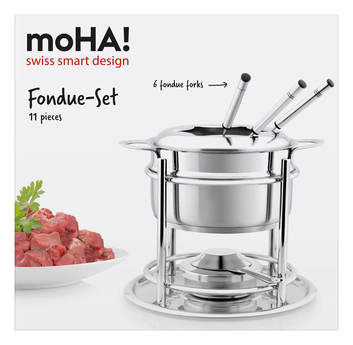 FONDUESET  - Edelstahlfarben, Basics, Metall (23/23/20cm) - moHA!