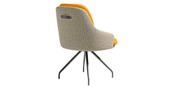 ARMLEHNSTUHL  Beinauswahl, Sitzfläche 360° drehbar, Stoff-/Lederauswahl Velours  Naturfarben, Currygelb  - Currygelb/Schwarz, Design, Textil/Metall (60/86/66cm) - Dieter Knoll