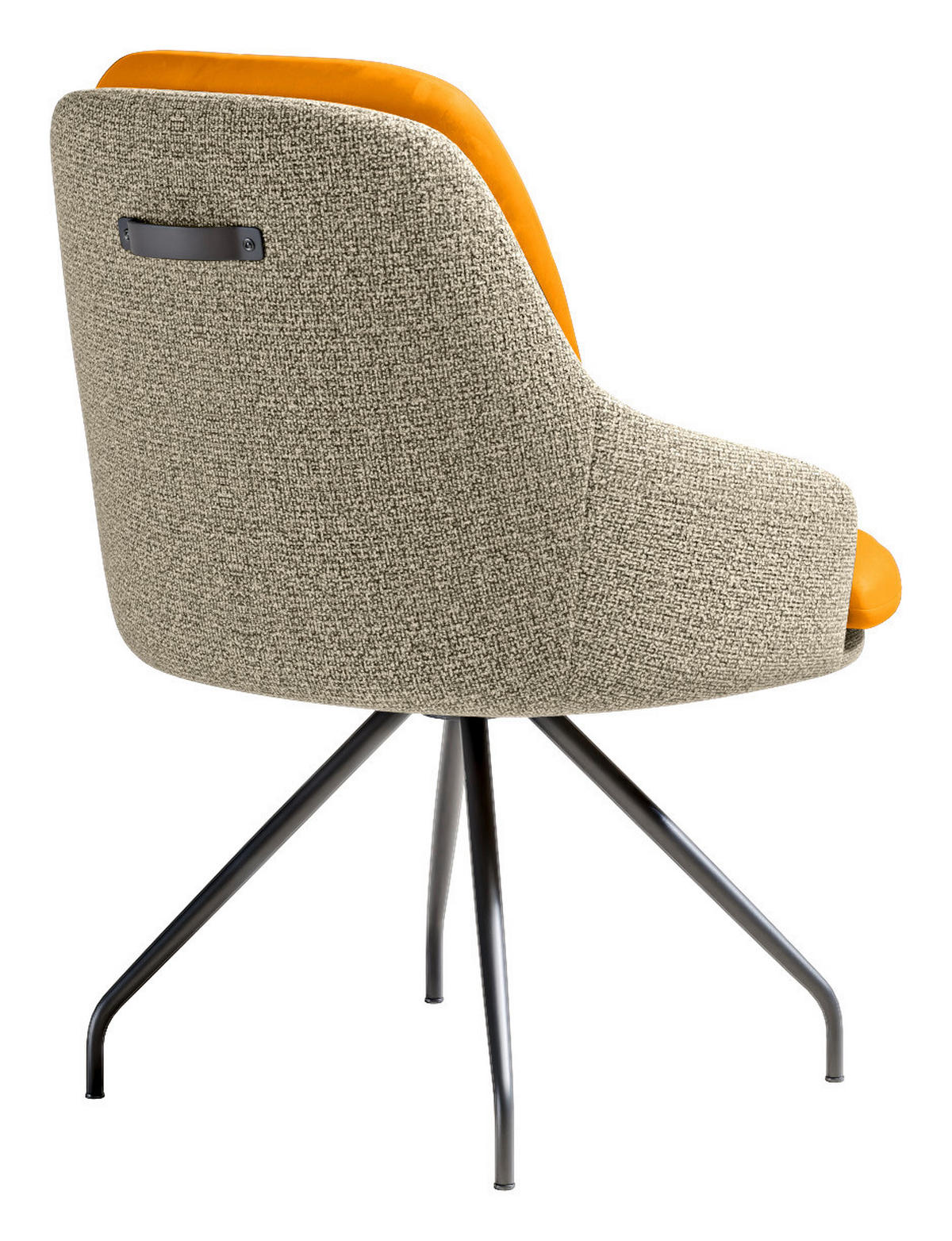 ARMLEHNSTUHL  Beinauswahl, Sitzfläche 360° drehbar, Stoff-/Lederauswahl Velours  Naturfarben, Currygelb  - Currygelb/Schwarz, Design, Textil/Metall (60/86/66cm) - Dieter Knoll