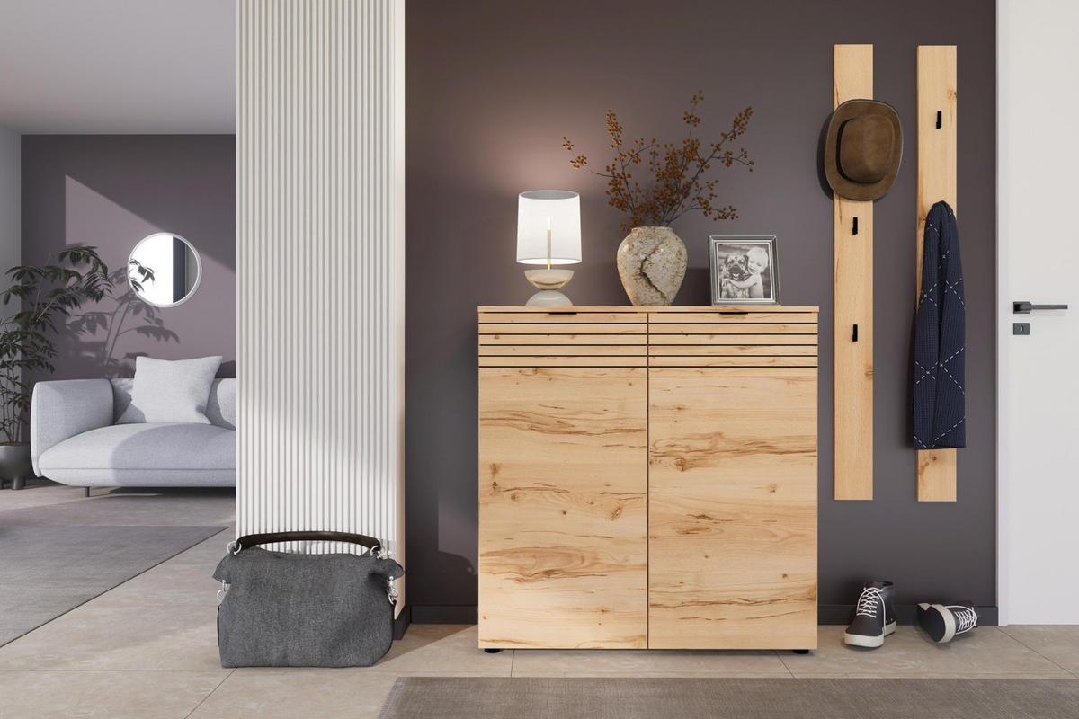 SCHUHSCHRANK Buchefarben  - Buchefarben/Schwarz, Design, Holzwerkstoff/Metall (100/103/38cm) - MID.YOU