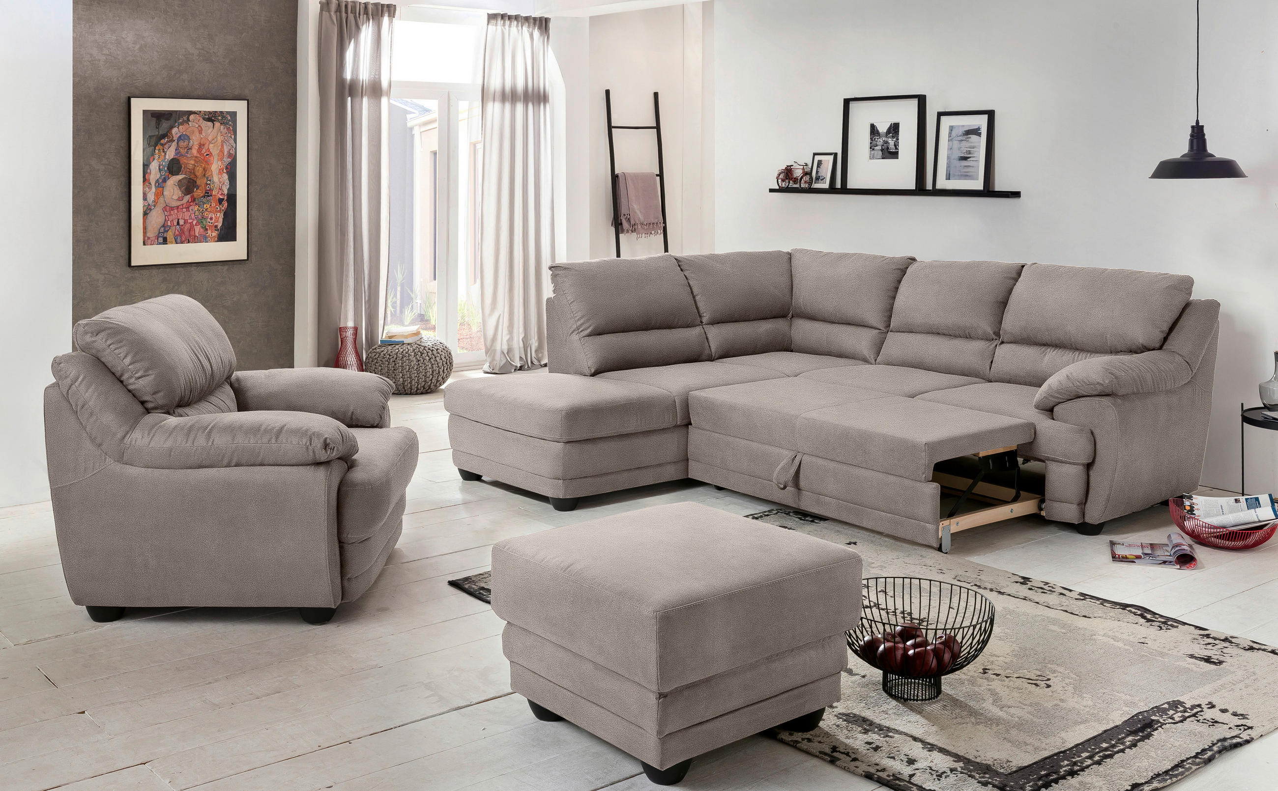 HOCKER in Textil Schlammfarben  - Schlammfarben/Schwarz, Design, Kunststoff/Textil (65/46/65cm) - Livetastic