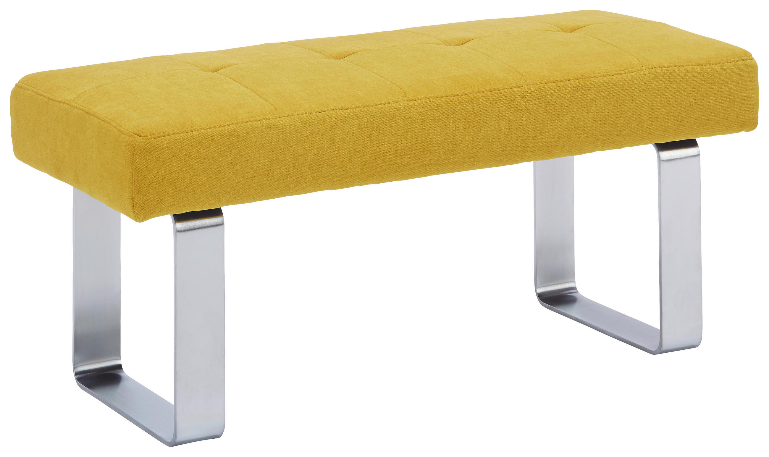 HOCKERBANK 113/51/48 cm   - Edelstahlfarben/Gelb, Design, Textil/Metall (113/51/48cm) - Moderano