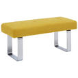 HOCKERBANK 113/51/48 cm   - Edelstahlfarben/Gelb, Design, Textil/Metall (113/51/48cm) - Moderano