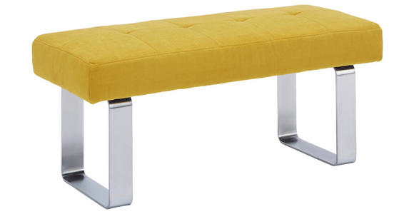 HOCKERBANK 113/51/48 cm   - Edelstahlfarben/Gelb, Design, Textil/Metall (113/51/48cm) - Moderano