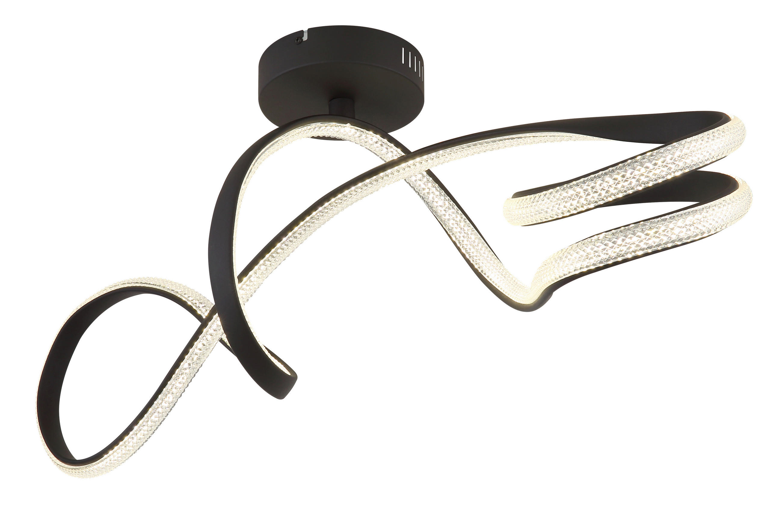 LED-DECKENLEUCHTE SWIRL 90,8/28/33 cm   - Klar/Schwarz, Design, Kunststoff/Metall (90,8/28/33cm) - Globo