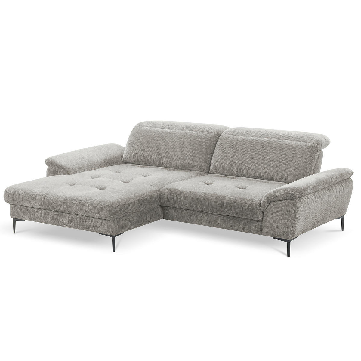ECKSOFA  Webstoff Greige  - Greige/Schwarz, Design, Textil/Metall (195/268cm) - Livetastic