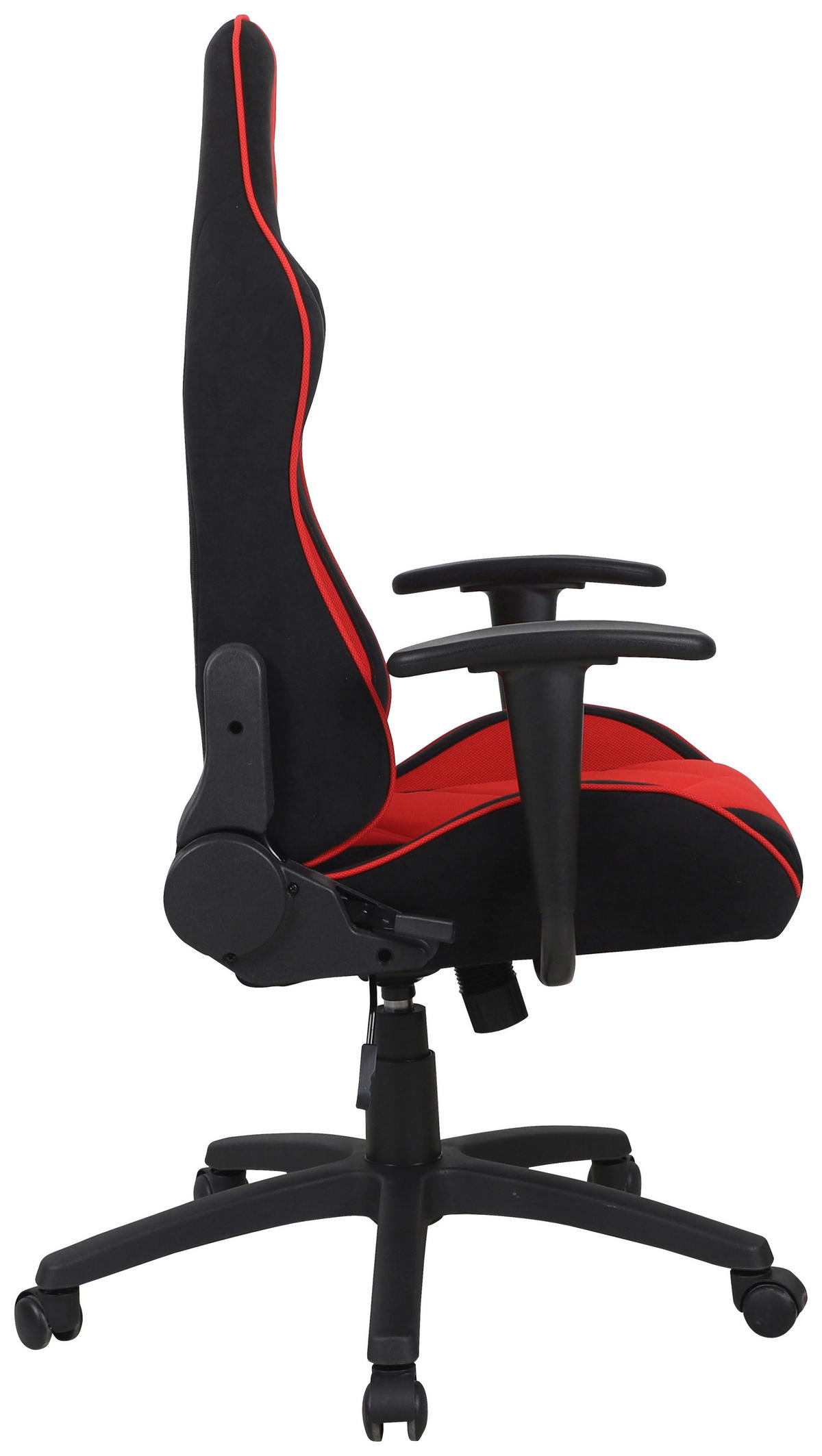 GAMING STOL umetna masa, tekstil rdeča, črna  - rdeča/črna, Design, umetna masa/tekstil (64/120-130/51cm) - Novel