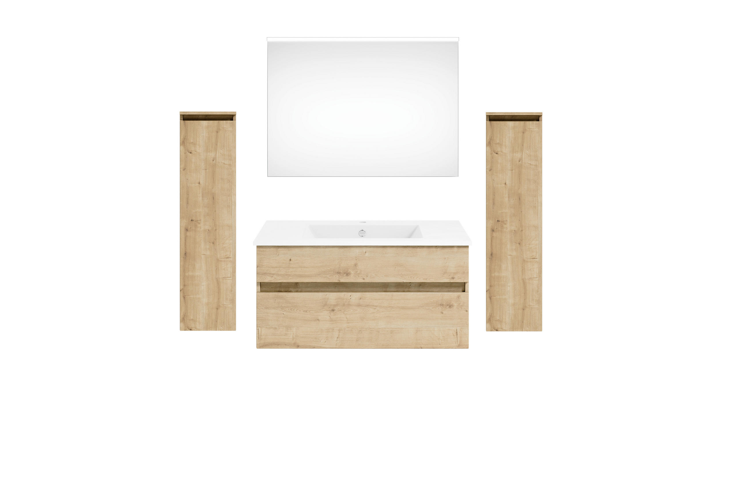 BADEZIMMER  in 152 cm  - Eichefarben/Weiß, KONVENTIONELL, Keramik/Holzwerkstoff (152cm) - Puris