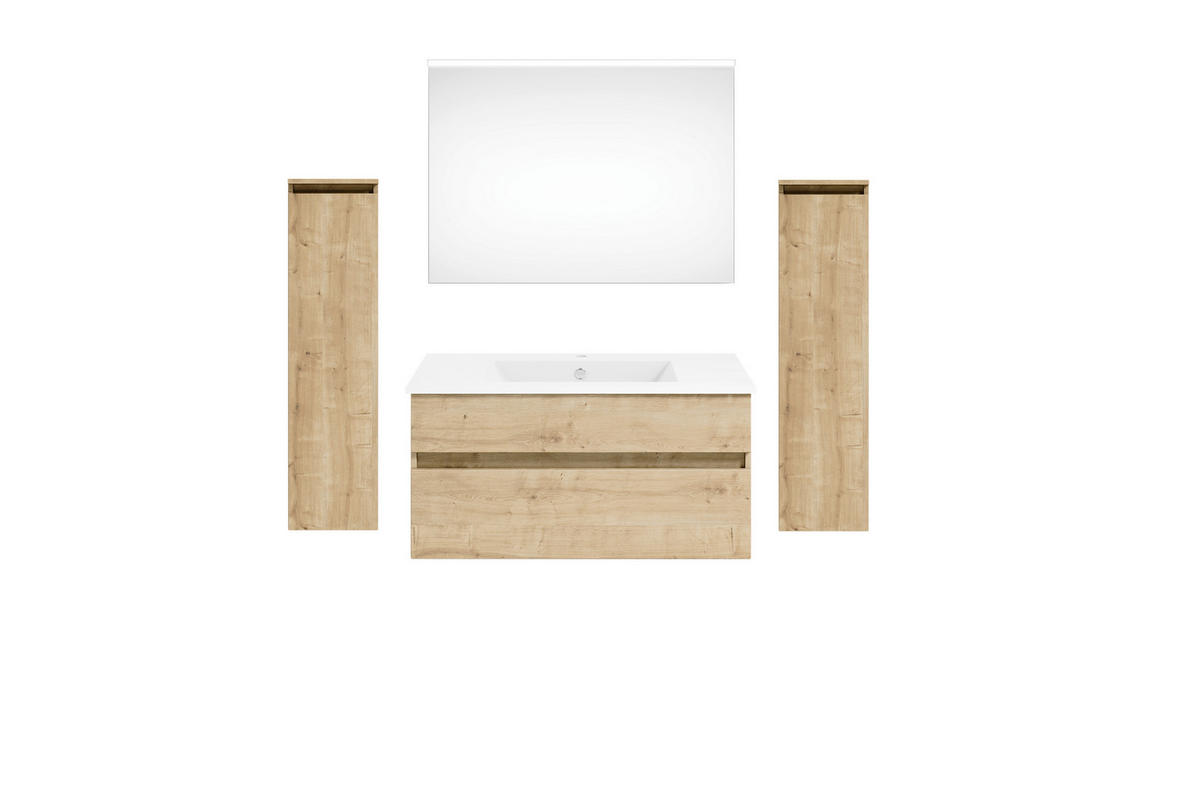 BADEZIMMER 152 cm  - Weiss/Eichefarben, Konventionell, Keramik/Holzwerkstoff (152cm) - Puris