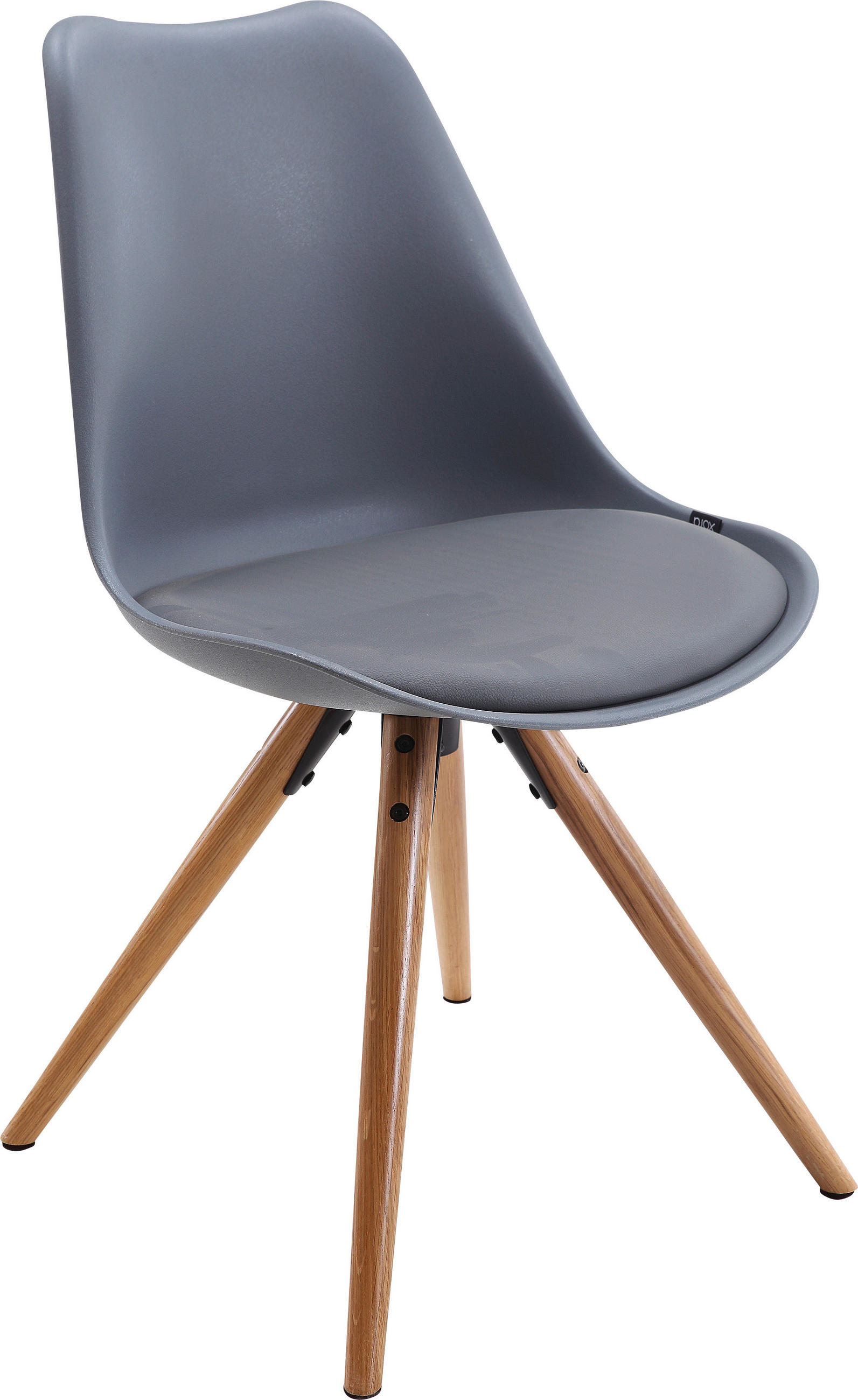 STUHL Lederlook Grau, Naturfarben  - Naturfarben/Grau, LIFESTYLE, Holz/Kunststoff (48,5/85/55cm) - Livetastic
