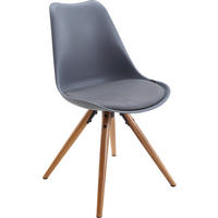 STUHL Lederlook Naturfarben, Grau  - Naturfarben/Grau, LIFESTYLE, Holz/Kunststoff (48,5/85/55cm) - Livetastic