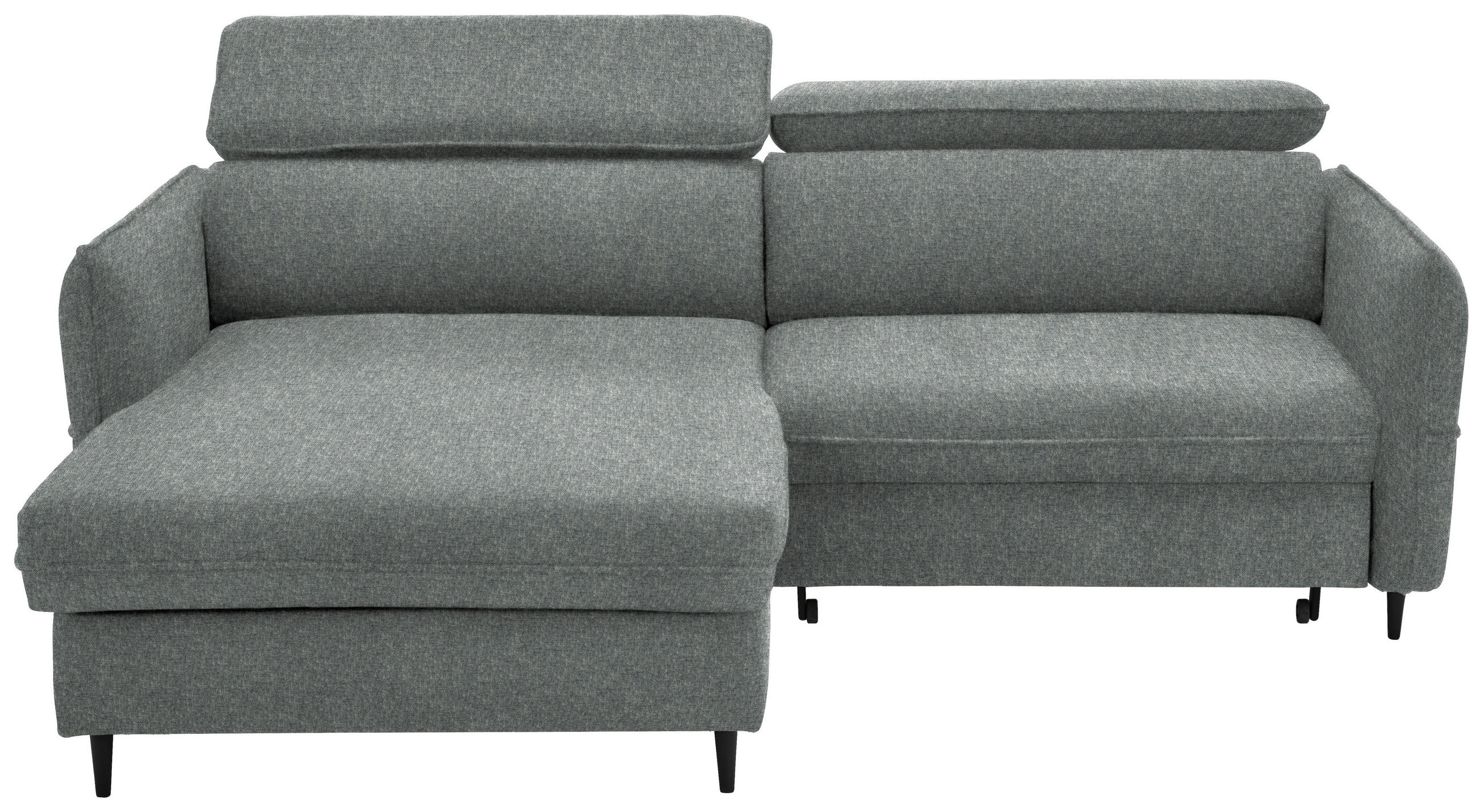 ECKSOFA in Samt Grau  - Schwarz/Grau, Design, Holz/Textil (185/232cm) - Stylife