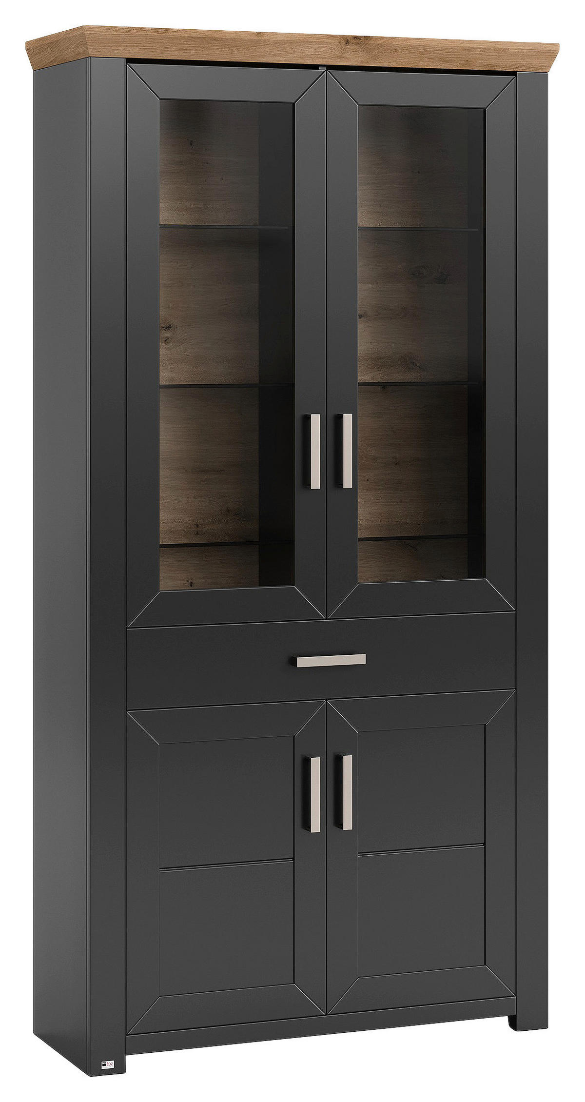 VITRINE  in Graphitfarben, Eiche Artisan  - Graphitfarben/Eiche Artisan, Design, Glas/Holzwerkstoff (104,5/206,6/42,2cm) - SetOne by Musterring