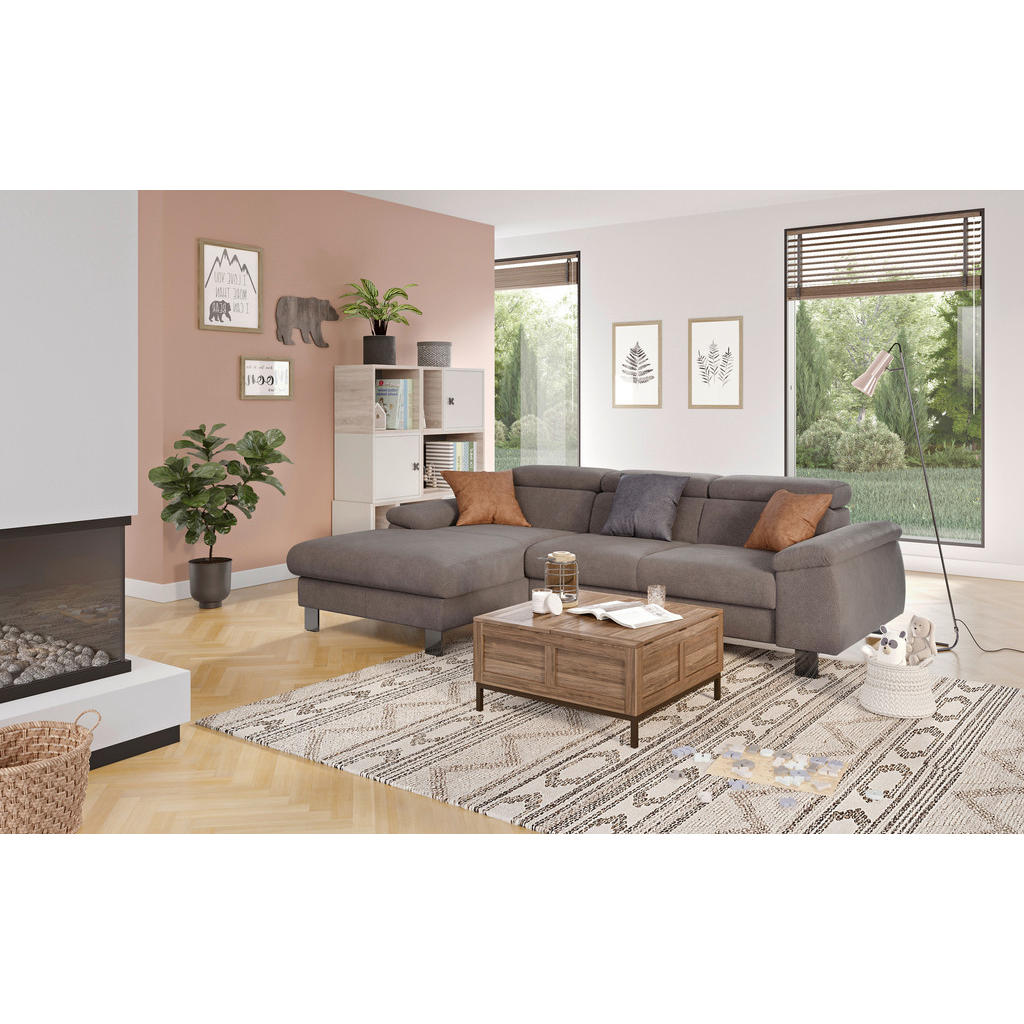 Thumbnail - Livetastic Ecksofa, Dunkelgrau, Textil, 3-Sitzer, Ottomane links, L-Form, 244x166 cm, Made in EU, seitenverkehrt erhältl...