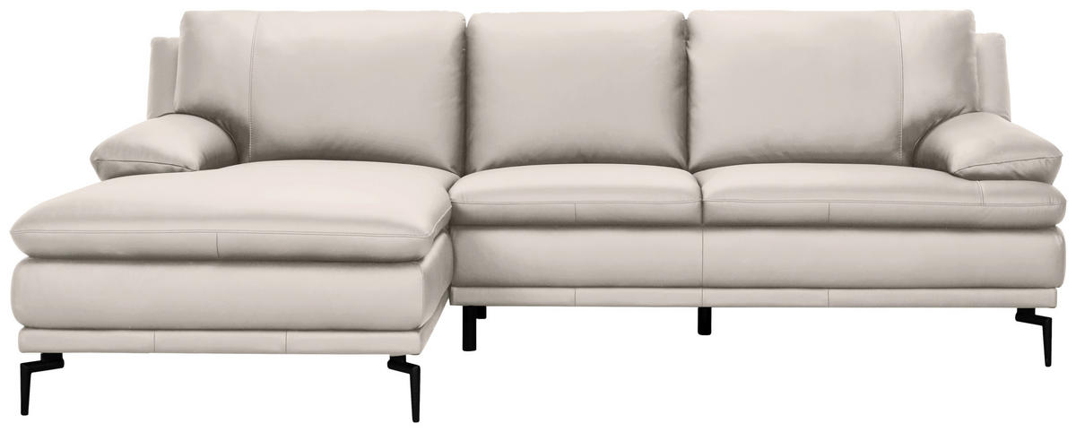 ECKSOFA Weiß Echtleder  - Schwarz/Weiß, Design, Leder (158/248cm) - MID.YOU