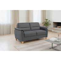 3-SITZER-SOFA PALMERA E Echtleder Schwarz  - Eichefarben/Schwarz, Basics, Leder/Holz (179/89/89cm) - Sit & More