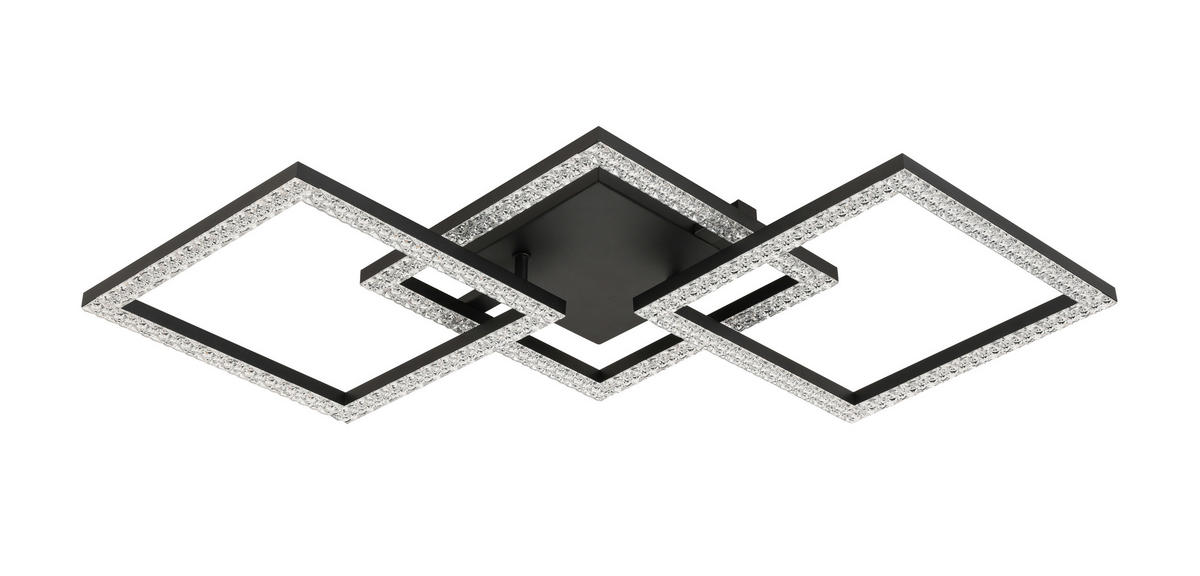 LED PLAFONJERA - crna, Dizajnerski, metal/plastika (76,4/35,7/8cm) - Novel