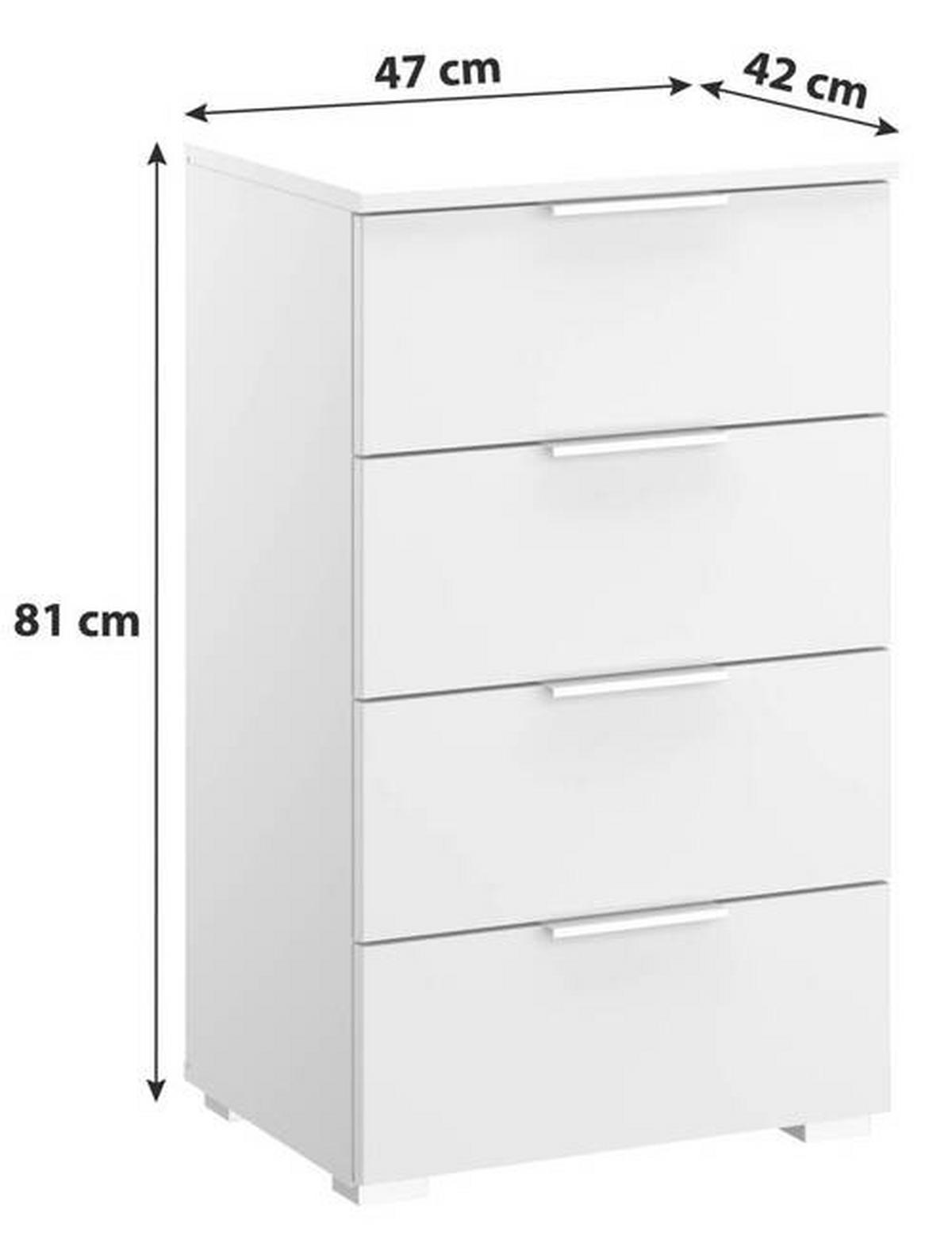 ÉJJELISZEKRÉNY fehér  - alumínium színű/fehér, Modern, faalapú anyag (47/81/42cm) - Rauch Möbel