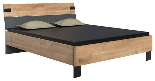 MID.YOU ZOSTAVA S POSTEĽOU, 180/200 cm, grafitová, farba duba