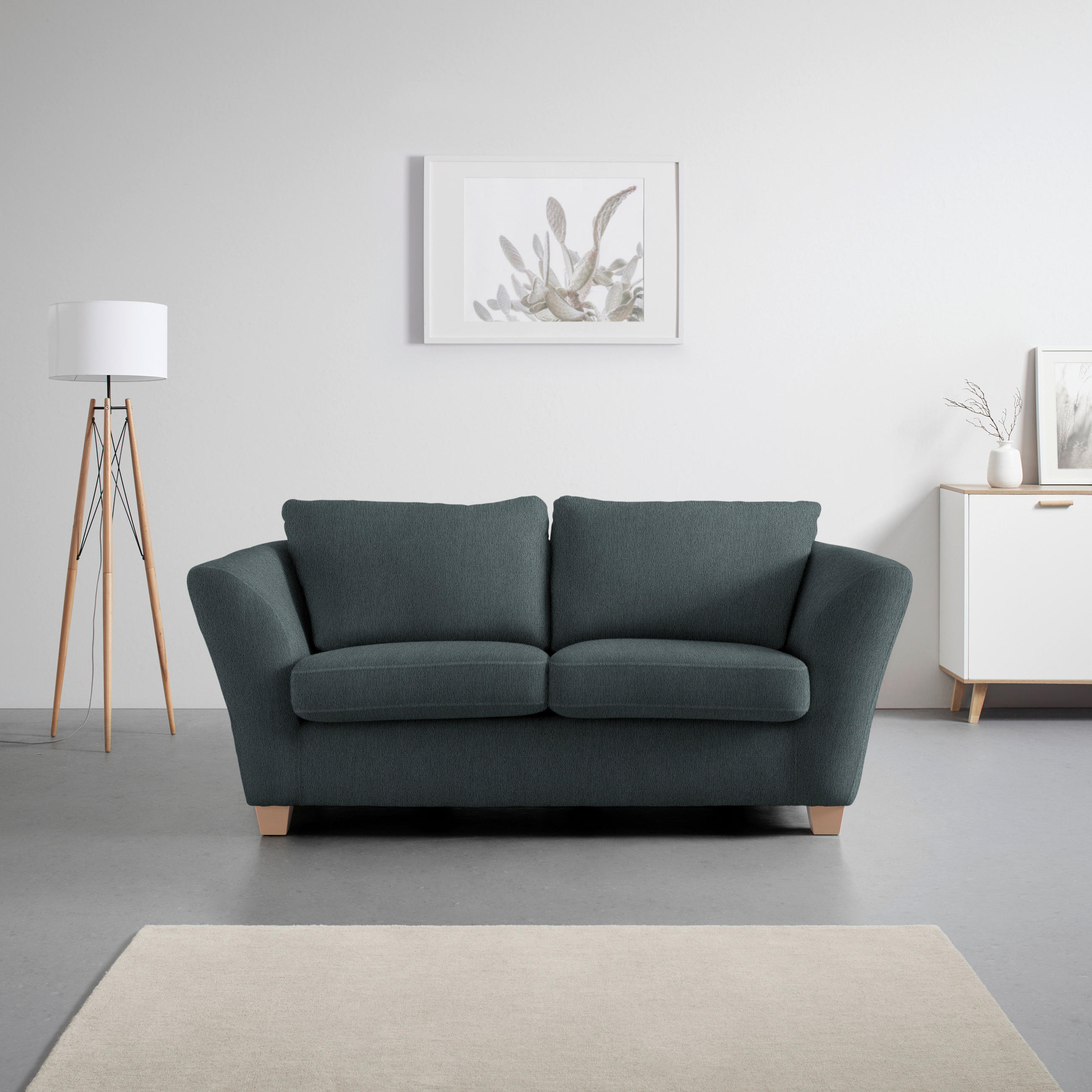 2-SITZER-SOFA in Chenille Dunkelgrau  - Dunkelgrau/Naturfarben, Holz/Textil (190/70-85/95cm) - MID.YOU